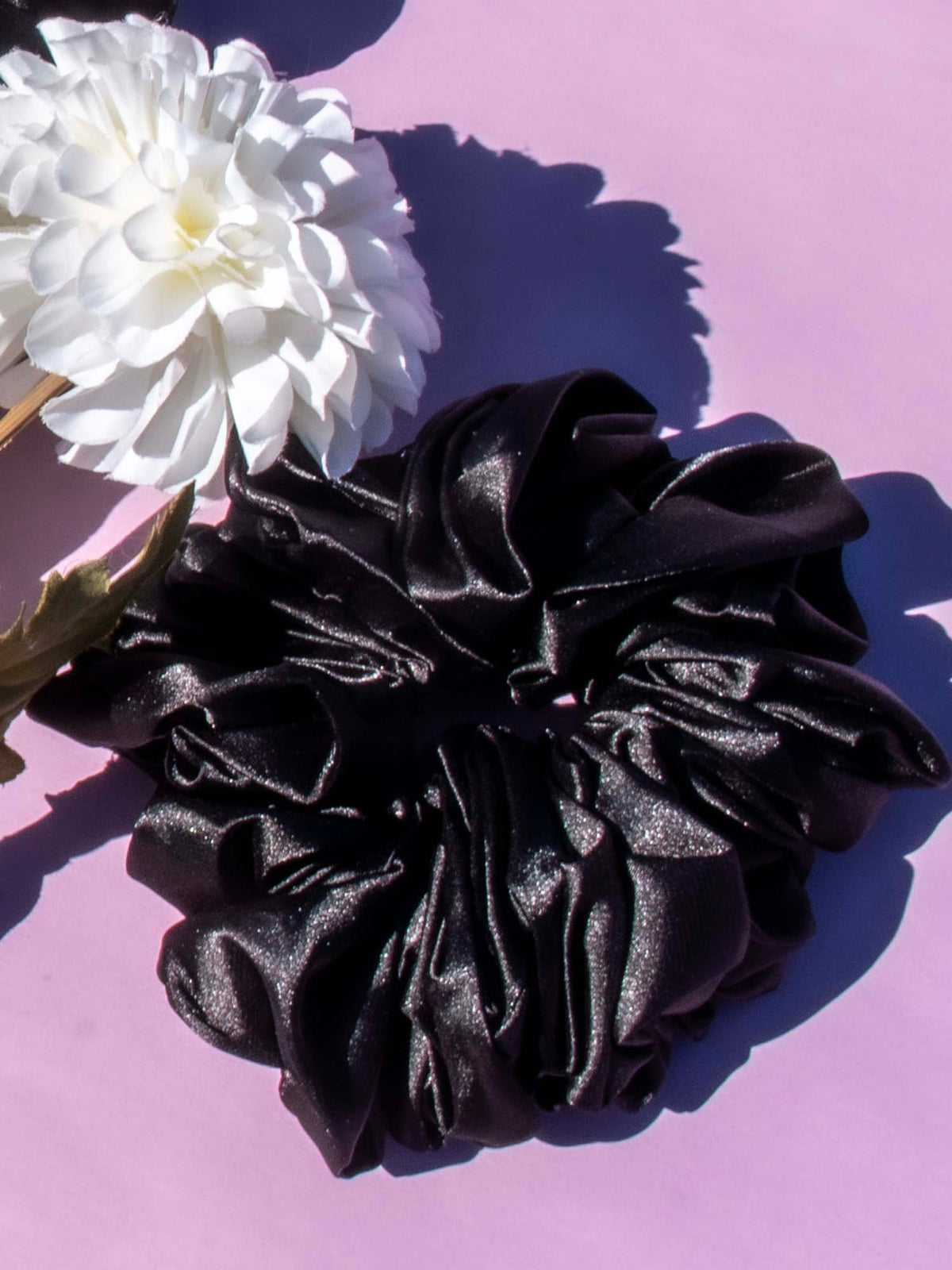 Black Onyx Soft Satin Hijab Scrunchie - BubbleGirl