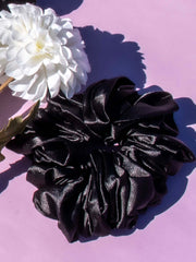Black Onyx Soft Satin Hijab Scrunchie - BubbleGirl