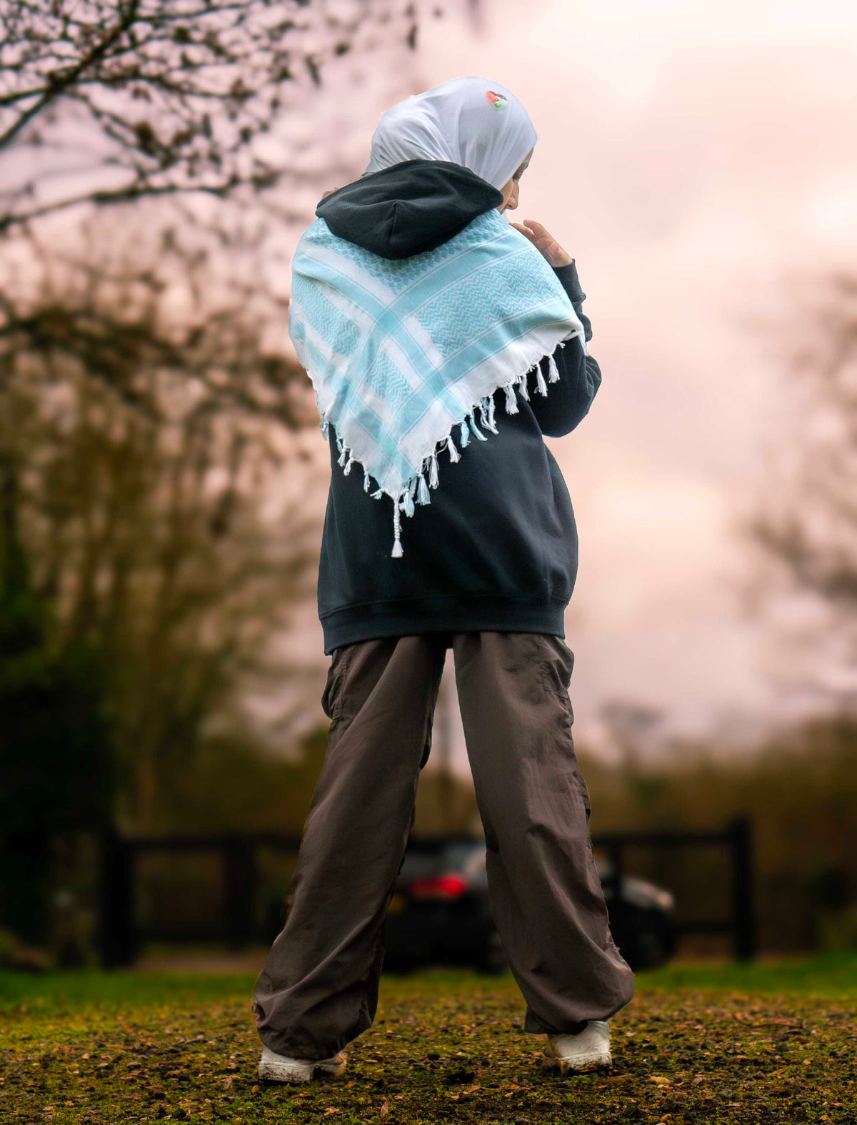 Blue and White Keffiyeh Scarf - Unity & Empowerment for Boys and Girls