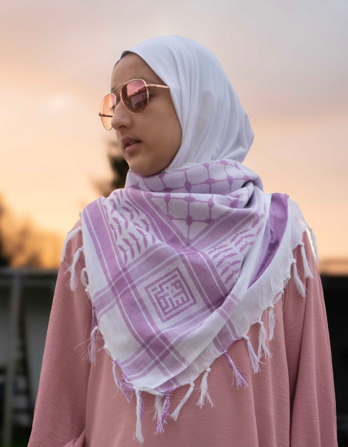 Lilac Keffiyeh Scarf and Bag Bundle